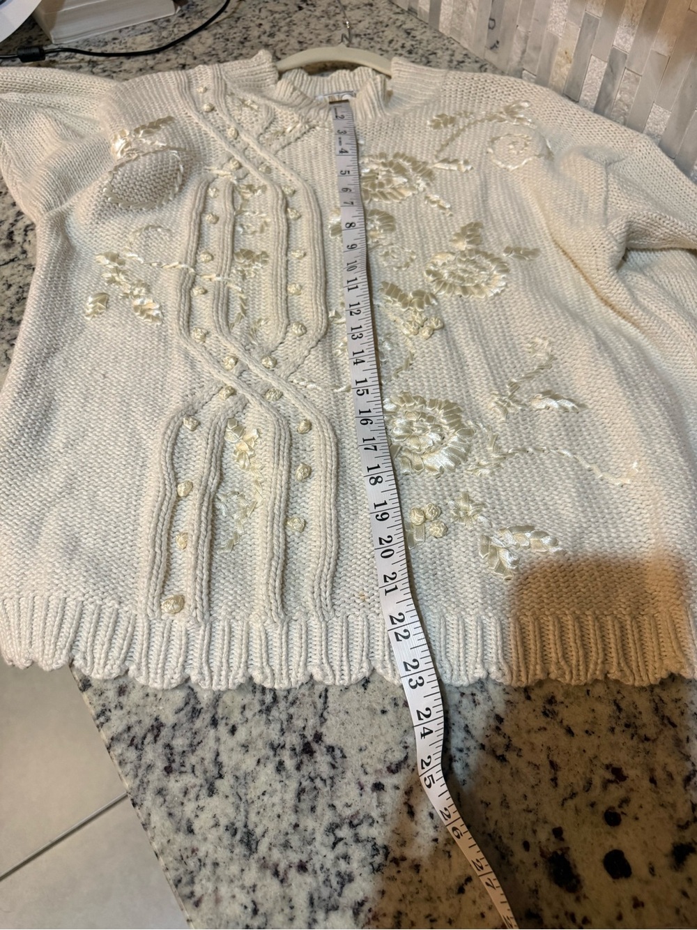 Vintage Ninon de leclos Embroidered Cable Crewneck Sweater - Women - Picture 9 of 11